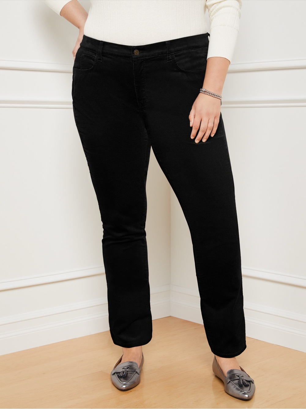 Talbots black velveteen straight leg pants 18W